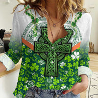 Celtic Knot and Clover Ireland - Inspired Design Women Casual Shirt