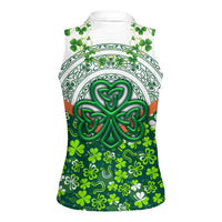 Celtic Knot and Clover Ireland - Inspired Design Women Sleeveless Polo Shirt