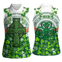 Celtic Knot and Clover Ireland - Inspired Design Women Sleeveless Polo Shirt