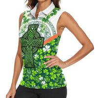 Celtic Knot and Clover Ireland - Inspired Design Women Sleeveless Polo Shirt