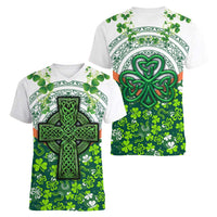 Celtic Knot and Clover Ireland - Inspired Design Women V-Neck T-Shirt