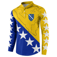 Bosnia and Herzegovina Button Sweatshirt Flag and Coat of Arms Hoodie – Unique Combination Design