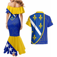 Bosnia and Herzegovina Couples Matching Mermaid Dress and Hawaiian Shirt Flag and Coat of Arms Hoodie – Unique Combination Design