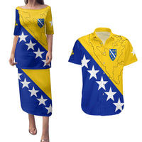 Bosnia and Herzegovina Couples Matching Puletasi and Hawaiian Shirt Flag and Coat of Arms Hoodie – Unique Combination Design