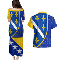Bosnia and Herzegovina Couples Matching Puletasi and Hawaiian Shirt Flag and Coat of Arms Hoodie – Unique Combination Design
