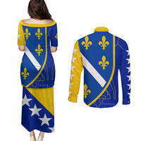 Bosnia and Herzegovina Couples Matching Puletasi and Long Sleeve Button Shirt Flag and Coat of Arms Hoodie – Unique Combination Design
