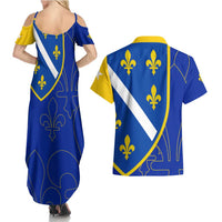 Bosnia and Herzegovina Couples Matching Summer Maxi Dress and Hawaiian Shirt Flag and Coat of Arms Hoodie – Unique Combination Design