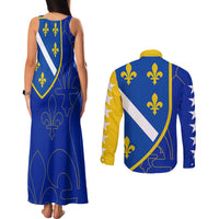 Bosnia and Herzegovina Couples Matching Tank Maxi Dress and Long Sleeve Button Shirt Flag and Coat of Arms Hoodie – Unique Combination Design