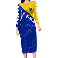 Bosnia and Herzegovina Family Matching Long Sleeve Bodycon Dress and Hawaiian Shirt Flag and Coat of Arms Hoodie – Unique Combination Design