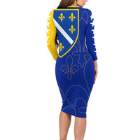 Bosnia and Herzegovina Family Matching Long Sleeve Bodycon Dress and Hawaiian Shirt Flag and Coat of Arms Hoodie – Unique Combination Design