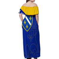 Bosnia and Herzegovina Family Matching Off Shoulder Maxi Dress and Hawaiian Shirt Flag and Coat of Arms Hoodie – Unique Combination Design