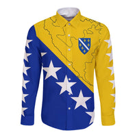 Bosnia and Herzegovina Long Sleeve Button Shirt Flag and Coat of Arms Hoodie – Unique Combination Design