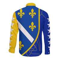 Bosnia and Herzegovina Long Sleeve Button Shirt Flag and Coat of Arms Hoodie – Unique Combination Design