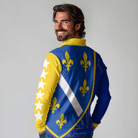 Bosnia and Herzegovina Long Sleeve Polo Shirt Flag and Coat of Arms Hoodie – Unique Combination Design