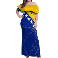 Bosnia and Herzegovina Off Shoulder Maxi Dress Flag and Coat of Arms Hoodie – Unique Combination Design