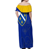 Bosnia and Herzegovina Off Shoulder Maxi Dress Flag and Coat of Arms Hoodie – Unique Combination Design