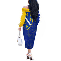 Bosnia and Herzegovina Off The Shoulder Long Sleeve Dress Flag and Coat of Arms Hoodie – Unique Combination Design