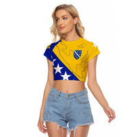 Bosnia and Herzegovina Raglan Cropped T Shirt Flag and Coat of Arms Hoodie – Unique Combination Design