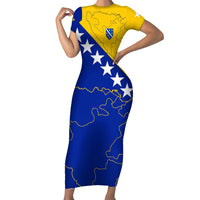 Bosnia and Herzegovina Short Sleeve Bodycon Dress Flag and Coat of Arms Hoodie – Unique Combination Design