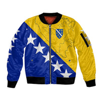 Bosnia and Herzegovina Sleeve Zip Bomber Jacket Flag and Coat of Arms Hoodie – Unique Combination Design