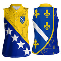 Bosnia and Herzegovina Women Sleeveless Polo Shirt Flag and Coat of Arms Hoodie – Unique Combination Design