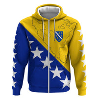 Bosnia and Herzegovina Zip Hoodie Flag and Coat of Arms Hoodie – Unique Combination Design