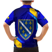 Bosnia and Herzegovina Coat of Arms Family Matching Mermaid Dress and Hawaiian Shirt Blend of National Colors & Symbols