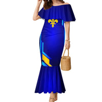 Bosnia and Herzegovina Coat of Arms Family Matching Mermaid Dress and Hawaiian Shirt Blend of National Colors & Symbols