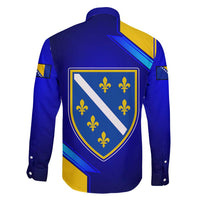 Bosnia and Herzegovina Coat of Arms Family Matching Short Sleeve Bodycon Dress and Hawaiian Shirt Blend of National Colors & Symbols