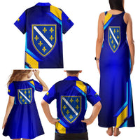 Bosnia and Herzegovina Coat of Arms Family Matching Tank Maxi Dress and Hawaiian Shirt Blend of National Colors & Symbols