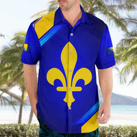 Bosnia and Herzegovina Coat of Arms Hawaiian Shirt Blend of National Colors & Symbols