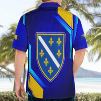 Bosnia and Herzegovina Coat of Arms Hawaiian Shirt Blend of National Colors & Symbols