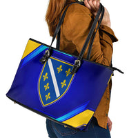 Bosnia and Herzegovina Coat of Arms Leather Tote Bag Blend of National Colors & Symbols