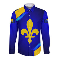 Bosnia and Herzegovina Coat of Arms Long Sleeve Button Shirt Blend of National Colors & Symbols