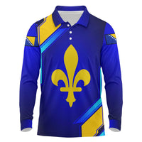 Bosnia and Herzegovina Coat of Arms Long Sleeve Polo Shirt Blend of National Colors & Symbols