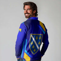 Bosnia and Herzegovina Coat of Arms Long Sleeve Polo Shirt Blend of National Colors & Symbols
