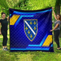 Bosnia and Herzegovina Coat of Arms Quilt Blend of National Colors & Symbols