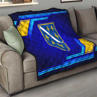 Bosnia and Herzegovina Coat of Arms Quilt Blend of National Colors & Symbols