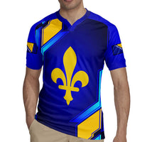 Bosnia and Herzegovina Coat of Arms Rugby Jersey Blend of National Colors & Symbols