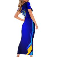 Bosnia and Herzegovina Coat of Arms Short Sleeve Bodycon Dress Blend of National Colors & Symbols