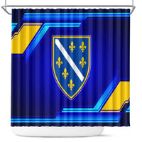Bosnia and Herzegovina Coat of Arms Shower Curtain Blend of National Colors & Symbols