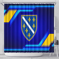 Bosnia and Herzegovina Coat of Arms Shower Curtain Blend of National Colors & Symbols
