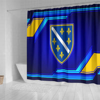 Bosnia and Herzegovina Coat of Arms Shower Curtain Blend of National Colors & Symbols