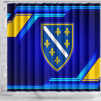 Bosnia and Herzegovina Coat of Arms Shower Curtain Blend of National Colors & Symbols