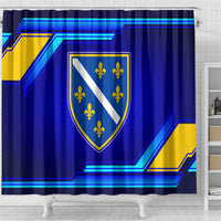 Bosnia and Herzegovina Coat of Arms Shower Curtain Blend of National Colors & Symbols