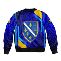 Bosnia and Herzegovina Coat of Arms Sleeve Zip Bomber Jacket Blend of National Colors & Symbols