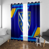 Bosnia and Herzegovina Coat of Arms Window Curtain Blend of National Colors & Symbols