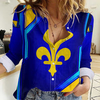 Bosnia and Herzegovina Coat of Arms Women Casual Shirt Blend of National Colors & Symbols