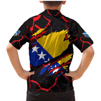 Bosnia and Herzegovina Flag Family Matching Mermaid Dress and Hawaiian Shirt with Dragon Shape - Fusion of National Pride & Sports Spirit