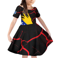 Bosnia and Herzegovina Flag Family Matching Off Shoulder Short Dress and Hawaiian Shirt with Dragon Shape - Fusion of National Pride & Sports Spirit